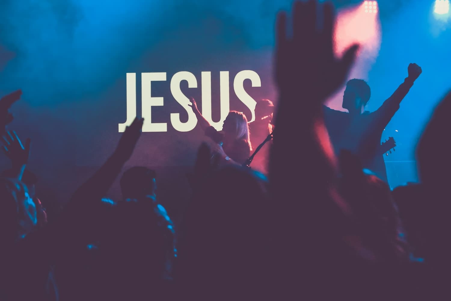 Worshipers raising hands